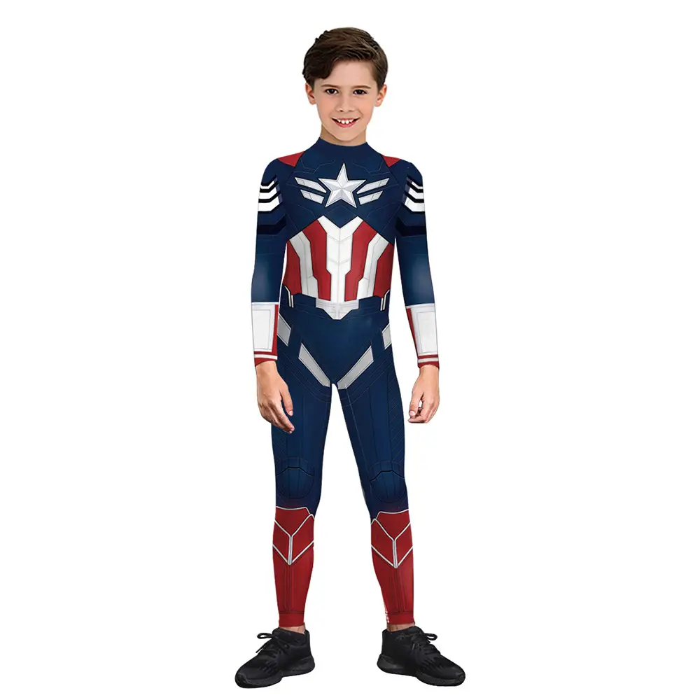 Halloween Comic-Con Party Cosplay Costume Marvel Captain America Mecha 3D Digital Print Bodysuit