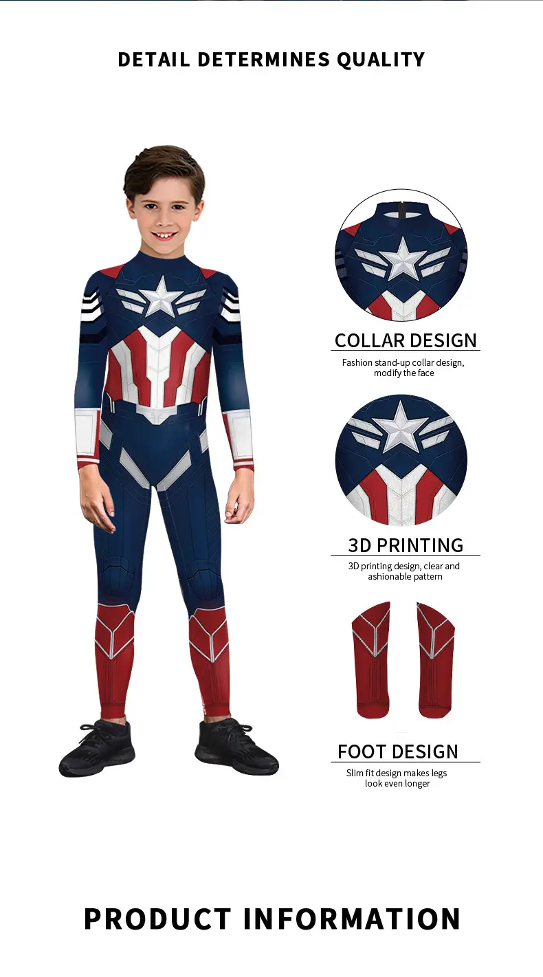 Halloween Comic-Con Party Cosplay Costume Marvel Captain America Mecha 3D Digital Print Bodysuit — feature 2