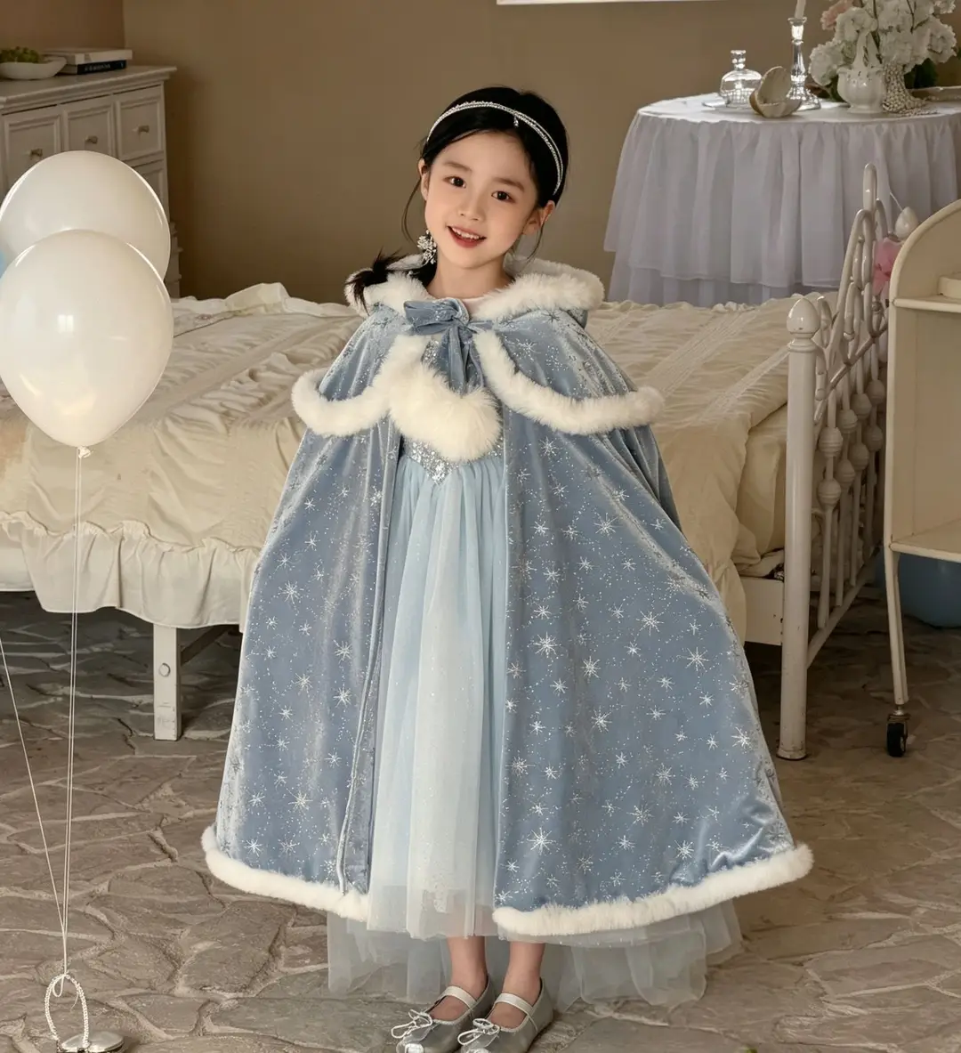 26 Autumn New Elsa Princess Dress for Girls, Mesh Dress with Shawl, Stylish Frozen-themed Birthday Gown — feature 10
