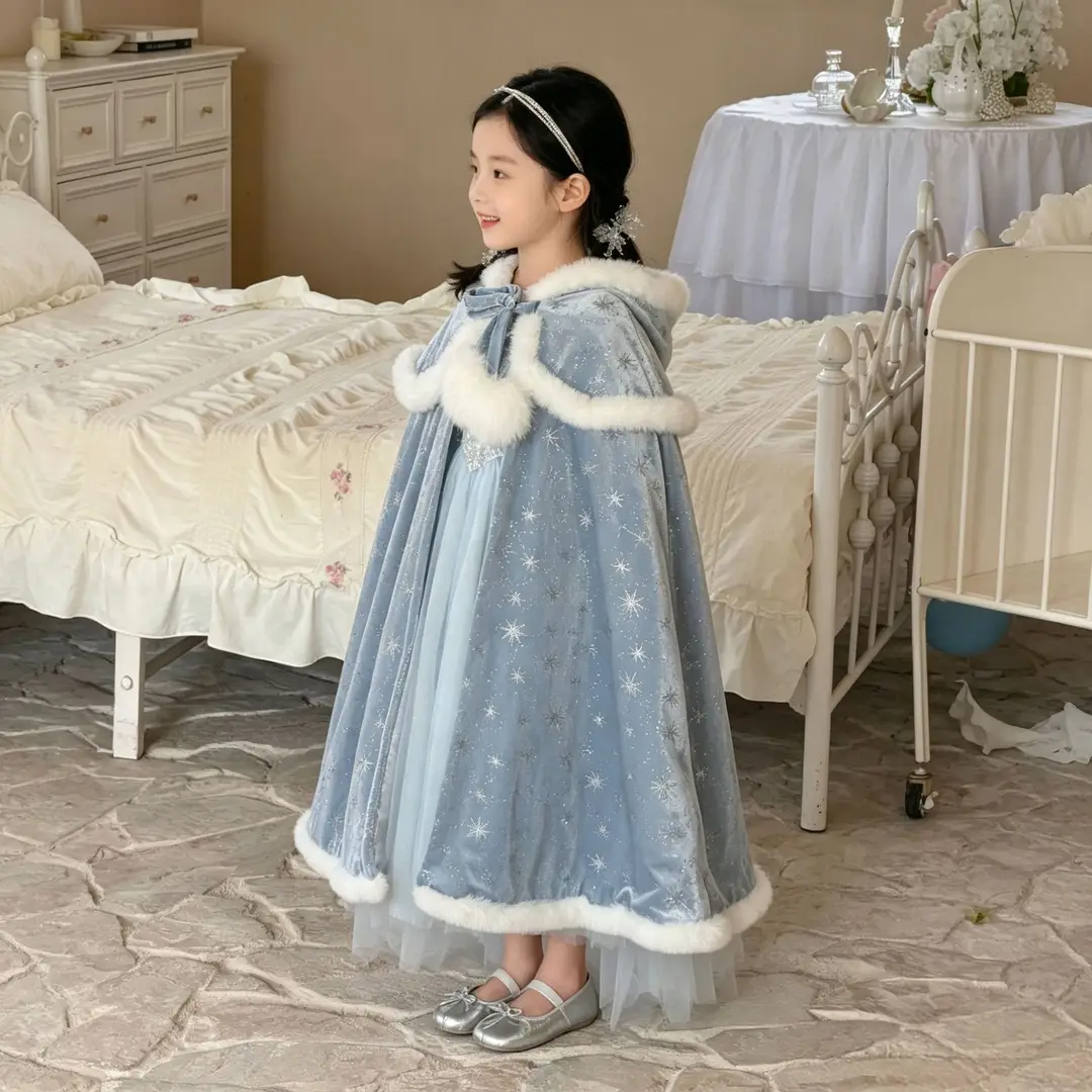 26 Autumn New Elsa Princess Dress for Girls, Mesh Dress with Shawl, Stylish Frozen-themed Birthday Gown — feature 2