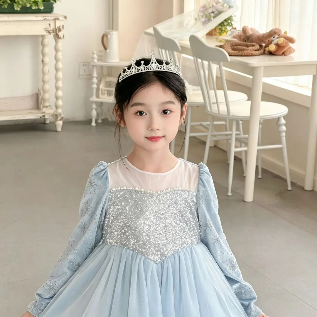 26 Autumn New Elsa Princess Dress for Girls, Mesh Dress with Shawl, Stylish Frozen-themed Birthday Gown — feature 20