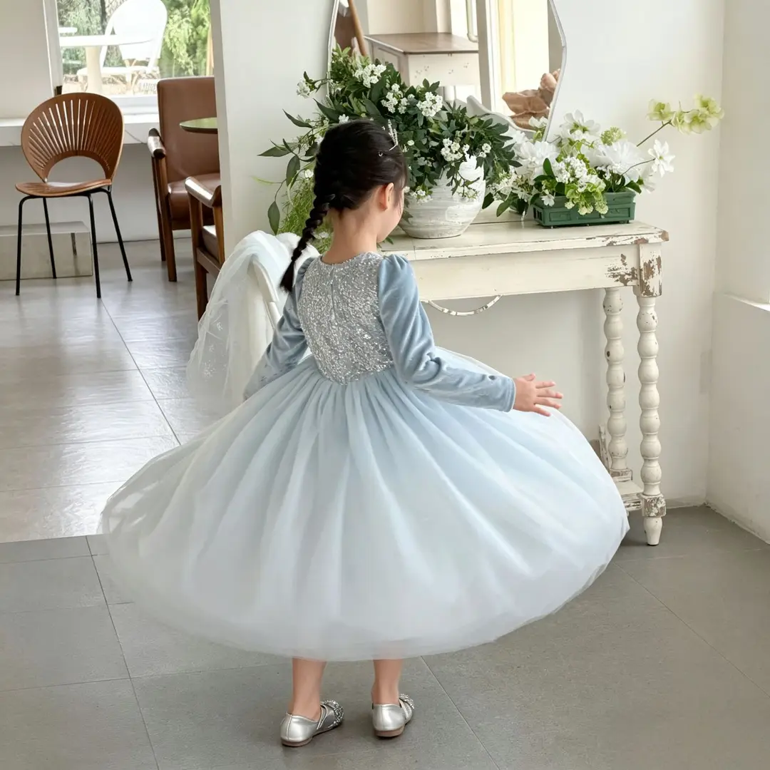 26 Autumn New Elsa Princess Dress for Girls, Mesh Dress with Shawl, Stylish Frozen-themed Birthday Gown — feature 25