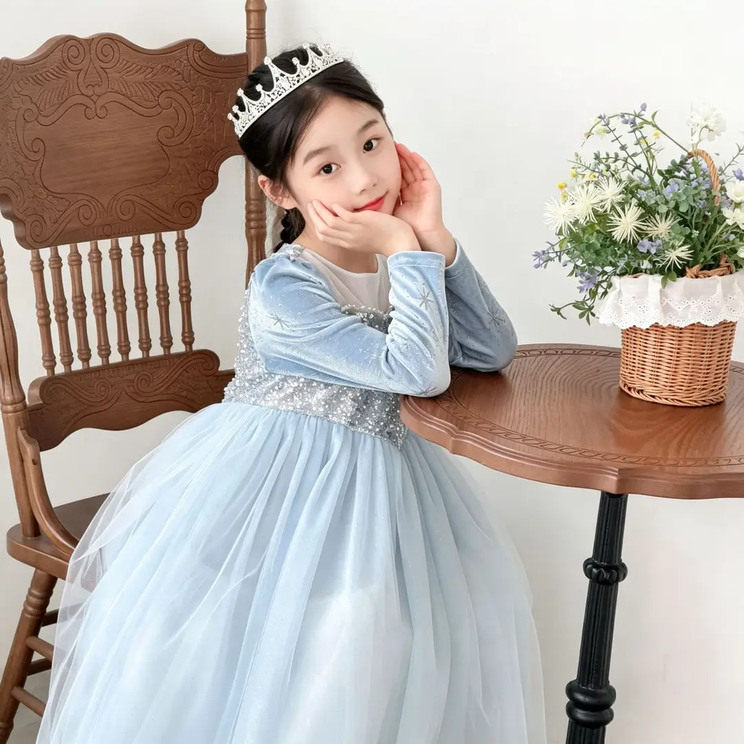 26 Autumn New Elsa Princess Dress for Girls, Mesh Dress with Shawl, Stylish Frozen-themed Birthday Gown — feature 26