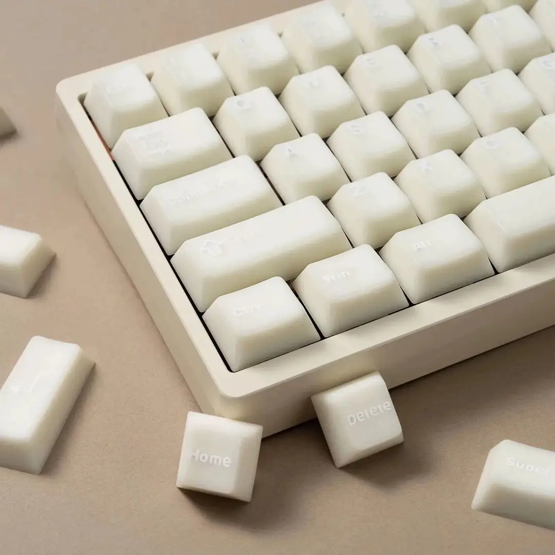 White Marble Semi-Transparent Mechanical Keyboard Keycaps, Pbt Material, Original Height, Direct from the Manufacturer, in Stock for Immediate Shipment — feature 1