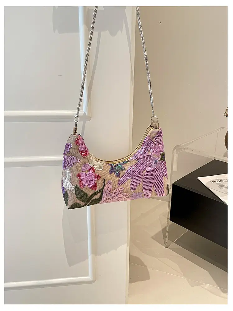 New Chinese-style embroidered versatile handbag 2026 new model niche lightweight embroidered bag sequin bag single shoulder underarm bag — feature 22