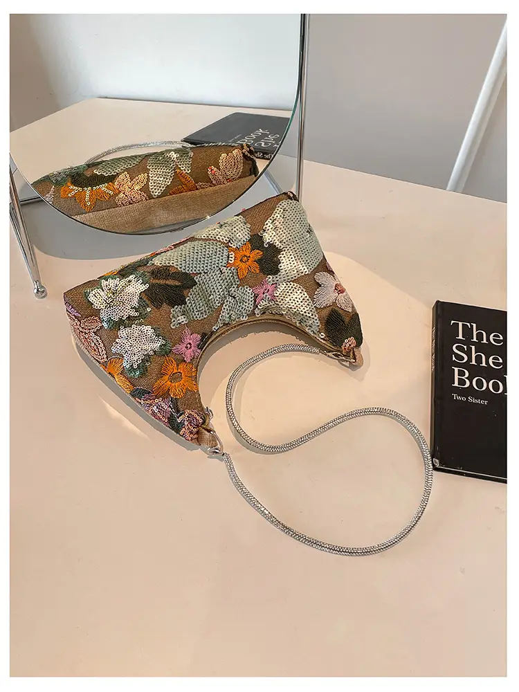 New Chinese-style embroidered versatile handbag 2026 new model niche lightweight embroidered bag sequin bag single shoulder underarm bag — feature 28