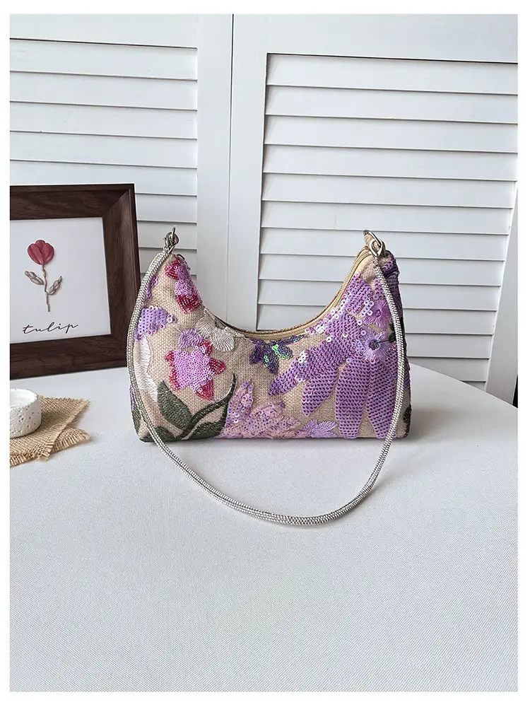 New Chinese-style embroidered versatile handbag 2026 new model niche lightweight embroidered bag sequin bag single shoulder underarm bag — feature 31