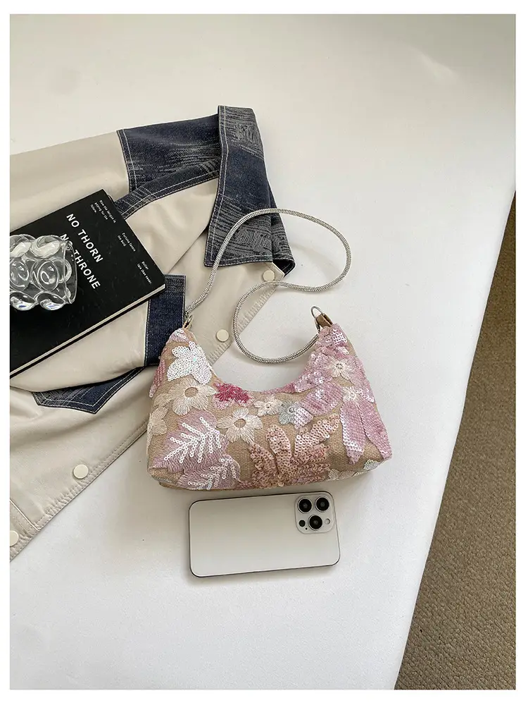 New Chinese-style embroidered versatile handbag 2026 new model niche lightweight embroidered bag sequin bag single shoulder underarm bag — feature 35