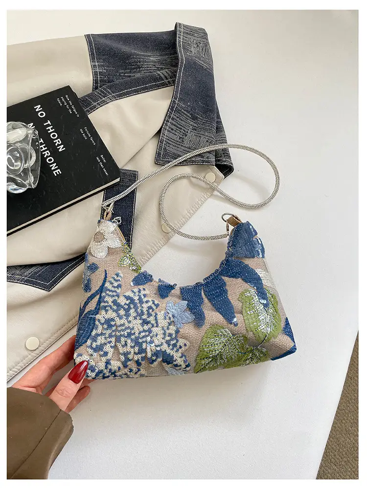 New Chinese-style embroidered versatile handbag 2026 new model niche lightweight embroidered bag sequin bag single shoulder underarm bag — feature 47