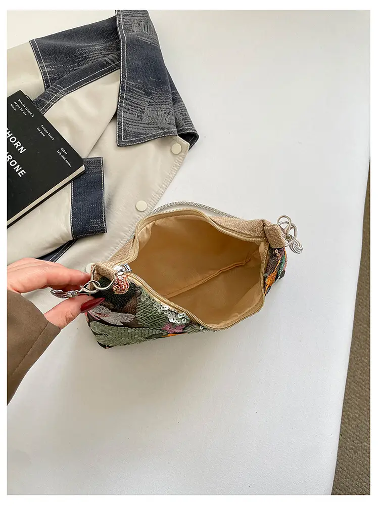New Chinese-style embroidered versatile handbag 2026 new model niche lightweight embroidered bag sequin bag single shoulder underarm bag — feature 50