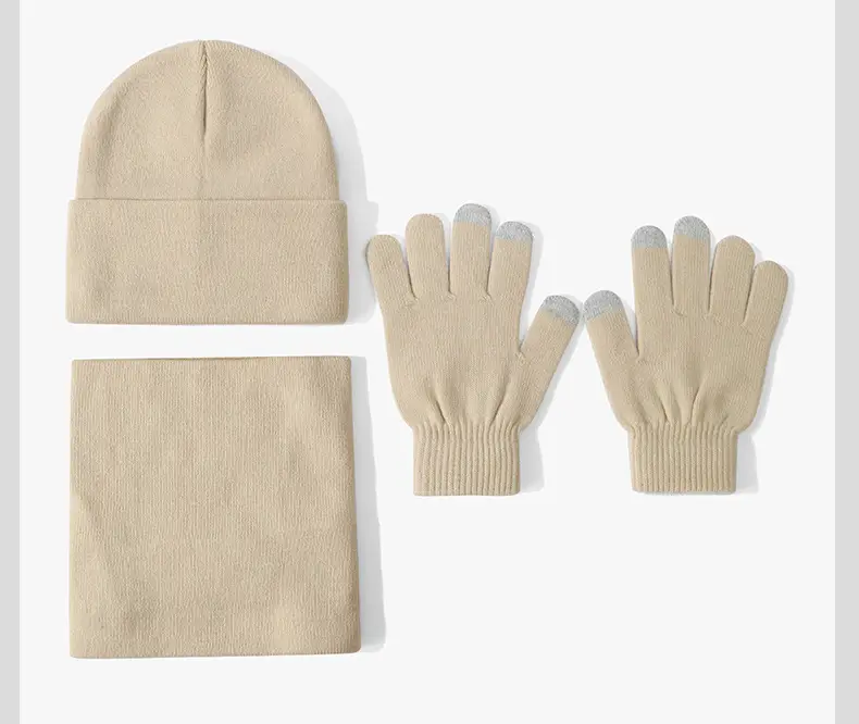Cross-border Amazon European and American hat, scarf, and gloves set, warm and cold-resistant, fashionable and versatile knitted hat for autumn and winter — feature 18