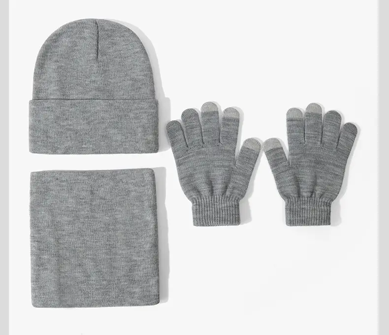 Cross-border Amazon European and American hat, scarf, and gloves set, warm and cold-resistant, fashionable and versatile knitted hat for autumn and winter — feature 19