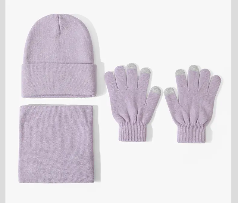 Cross-border Amazon European and American hat, scarf, and gloves set, warm and cold-resistant, fashionable and versatile knitted hat for autumn and winter — feature 21