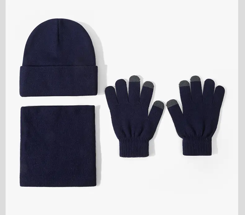 Cross-border Amazon European and American hat, scarf, and gloves set, warm and cold-resistant, fashionable and versatile knitted hat for autumn and winter — feature 22