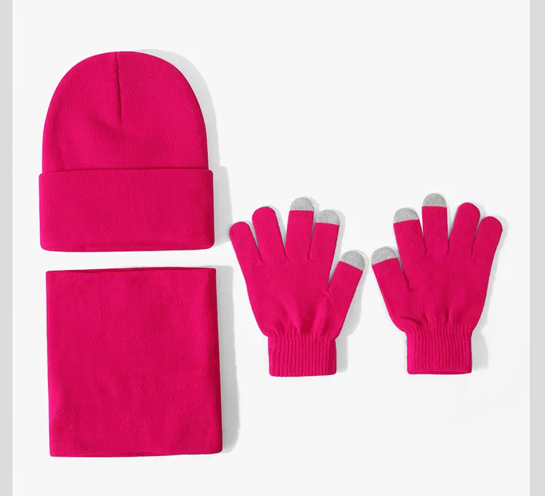 Cross-border Amazon European and American hat, scarf, and gloves set, warm and cold-resistant, fashionable and versatile knitted hat for autumn and winter — feature 23