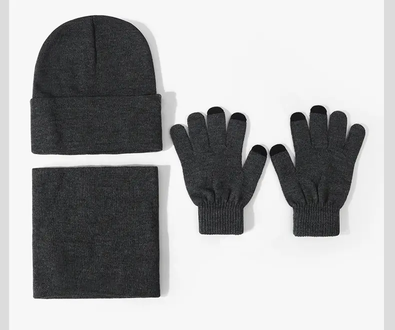 Cross-border Amazon European and American hat, scarf, and gloves set, warm and cold-resistant, fashionable and versatile knitted hat for autumn and winter — feature 24