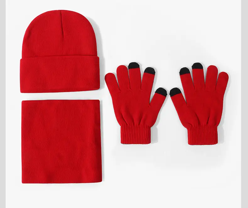 Cross-border Amazon European and American hat, scarf, and gloves set, warm and cold-resistant, fashionable and versatile knitted hat for autumn and winter — feature 25