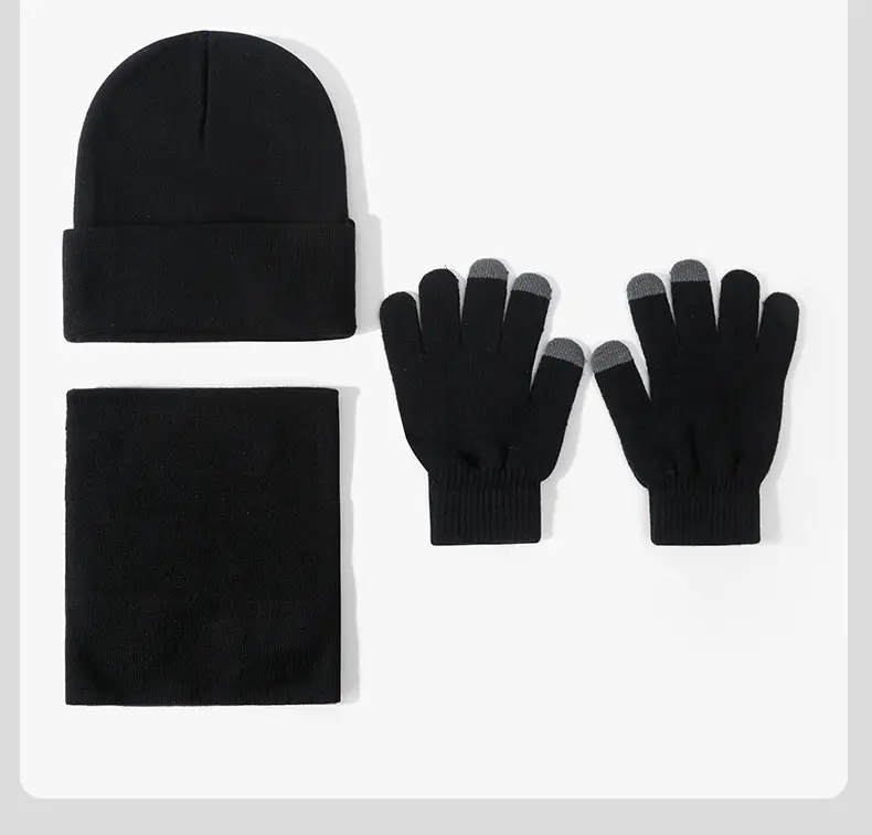 Cross-border Amazon European and American hat, scarf, and gloves set, warm and cold-resistant, fashionable and versatile knitted hat for autumn and winter — feature 27