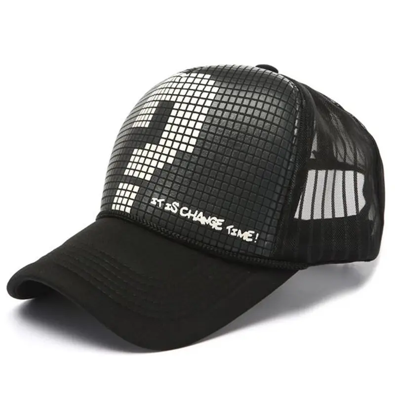 Korean Style Pink Lip Print Mesh Truck Cap - Image 20