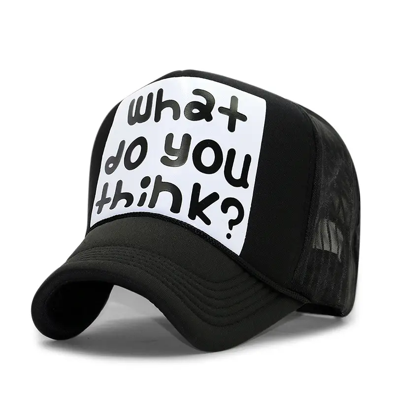 Korean Style Pink Lip Print Mesh Truck Cap - Image 9