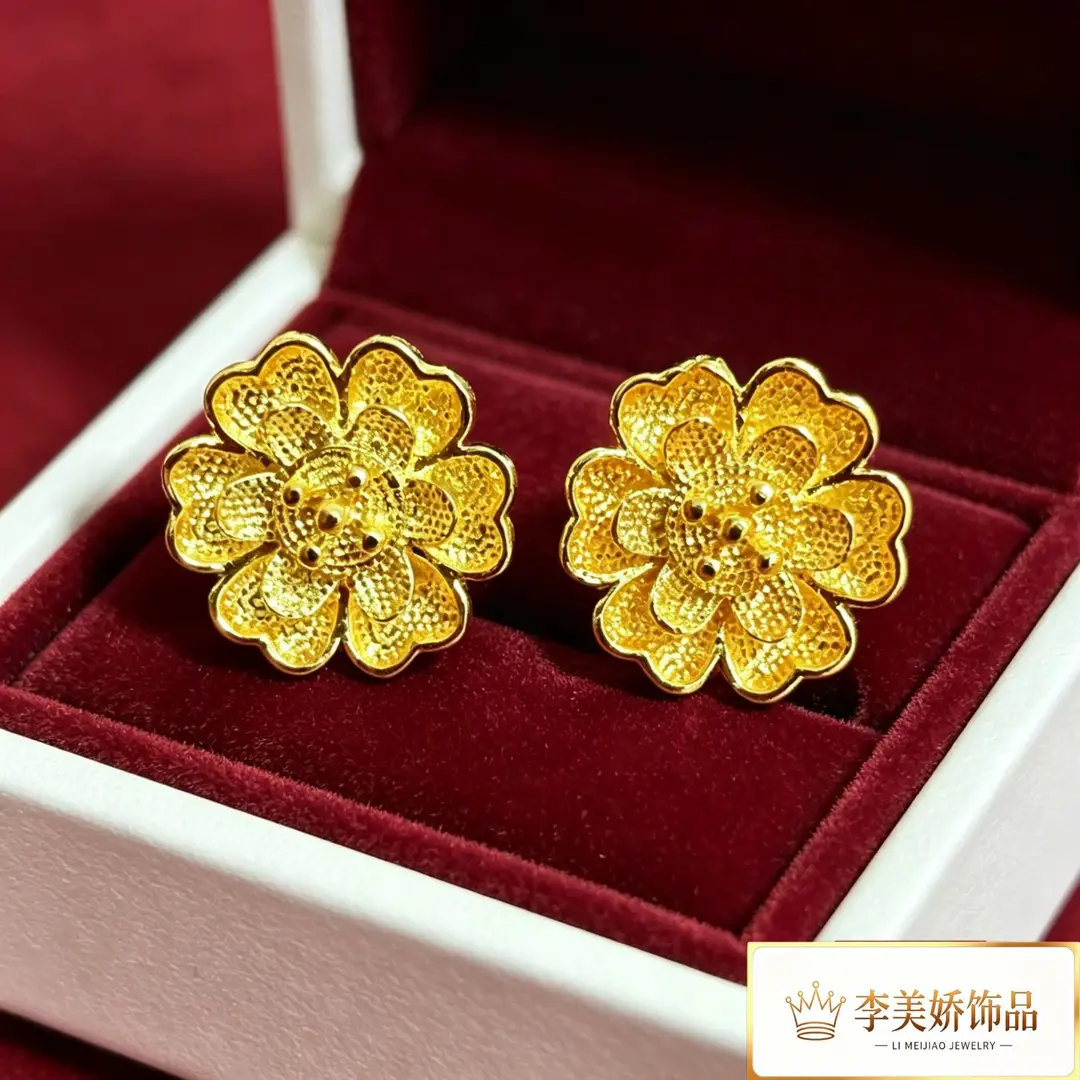 Collection of Vietnamese gold-plated earrings, popular and long-lasting, luxury earrings and accessories for all ages, wholesale via live streaming