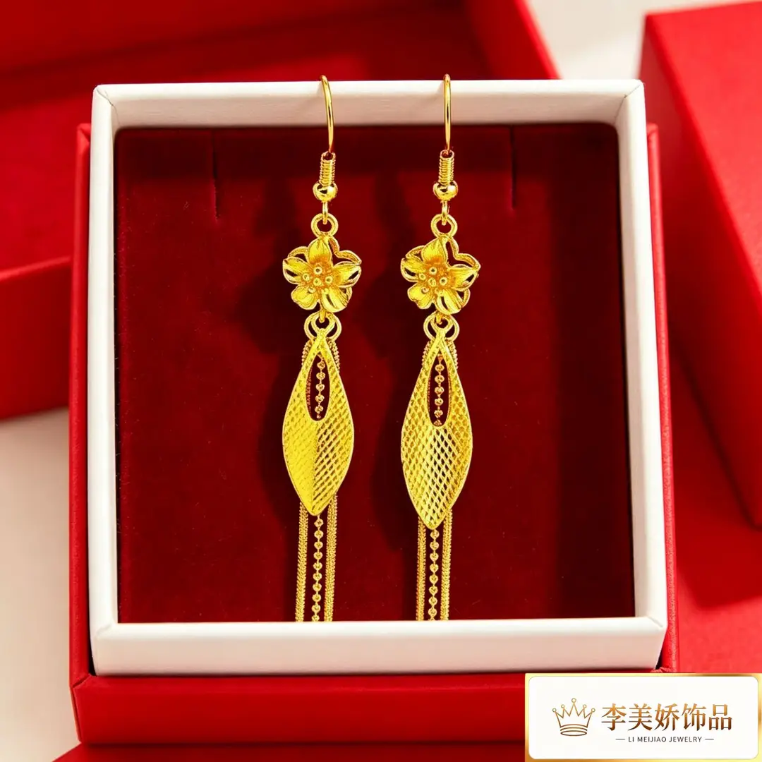 Collection of Vietnamese gold-plated earrings, popular and long-lasting, luxury earrings and accessories for all ages, wholesale via live streaming