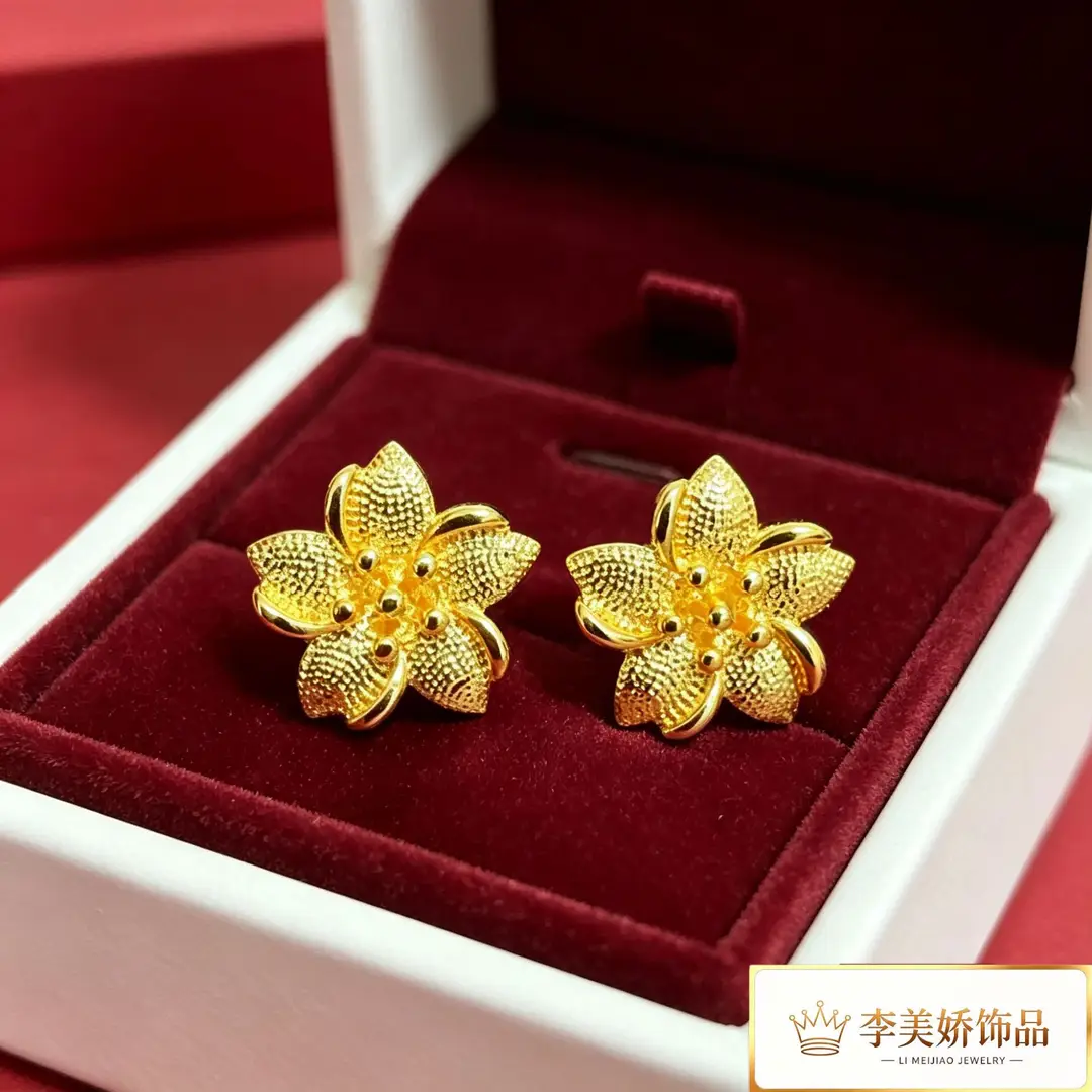Collection of Vietnamese gold-plated earrings, popular and long-lasting, luxury earrings and accessories for all ages, wholesale via live streaming