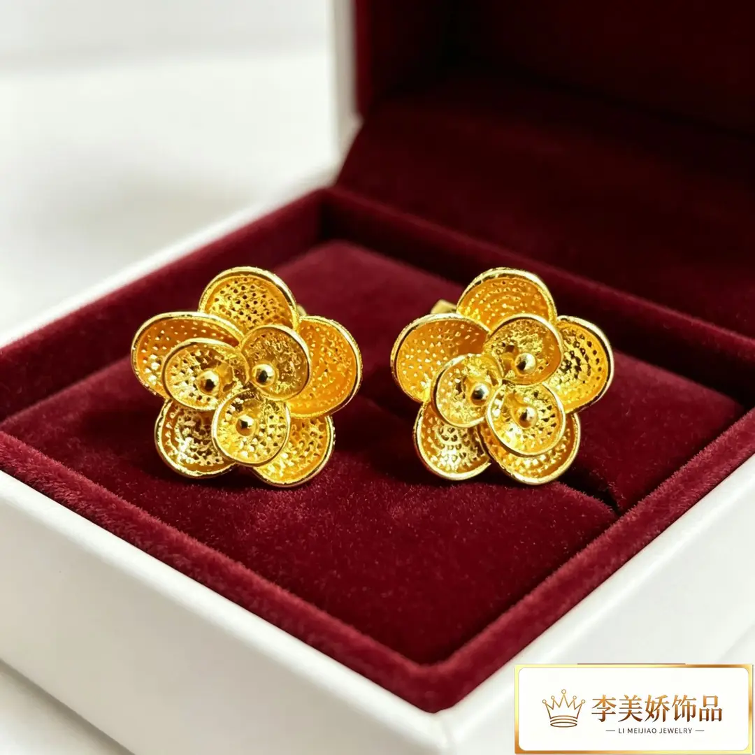 Collection of Vietnamese gold-plated earrings, popular and long-lasting, luxury earrings and accessories for all ages, wholesale via live streaming