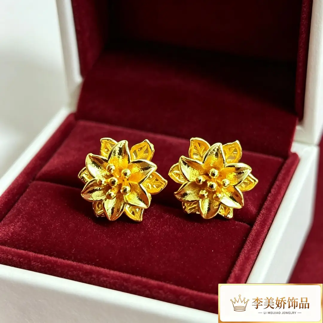 Collection of Vietnamese gold-plated earrings, popular and long-lasting, luxury earrings and accessories for all ages, wholesale via live streaming