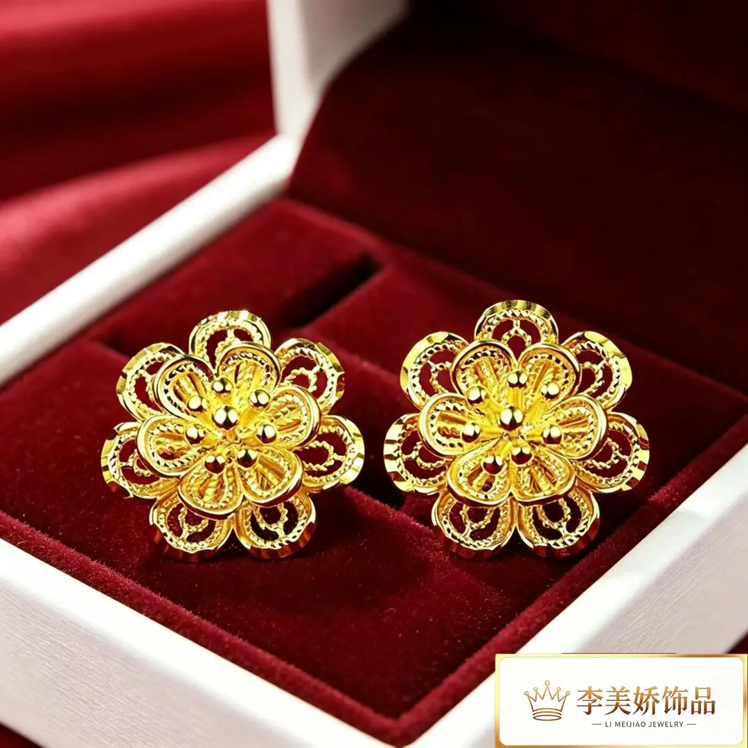 Collection of Vietnamese gold-plated earrings, popular and long-lasting, luxury earrings and accessories for all ages, wholesale via live streaming
