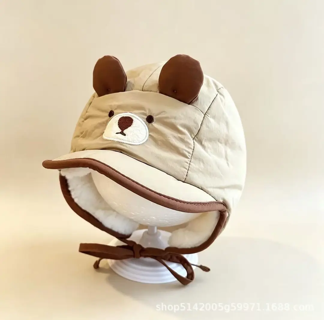 Korean-style new cartoon animal-themed baby hat, fleece-lined for warmth, with ear protection, soft brim, suitable for autumn and winter, children's hat — feature 10