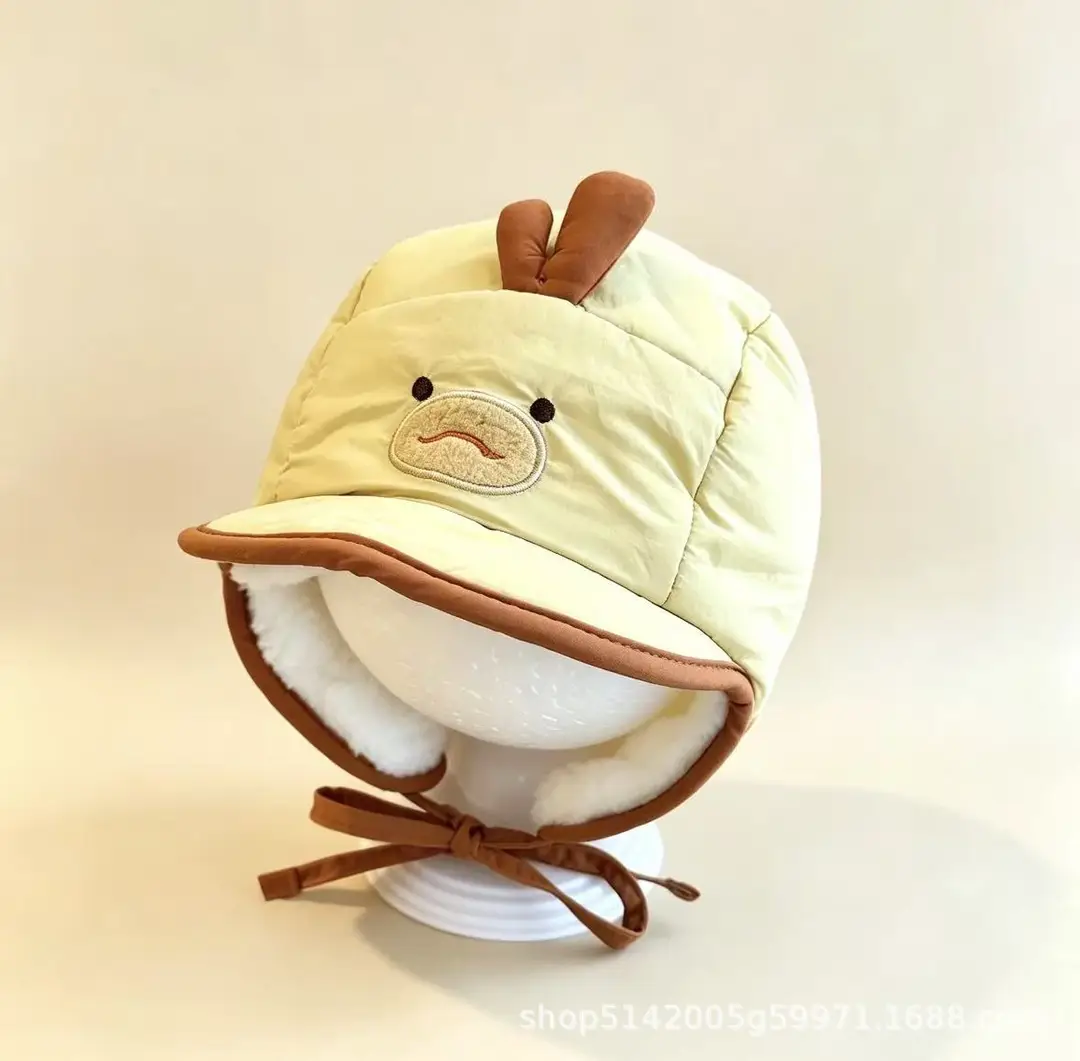 Korean-style new cartoon animal-themed baby hat, fleece-lined for warmth, with ear protection, soft brim, suitable for autumn and winter, children's hat — feature 11