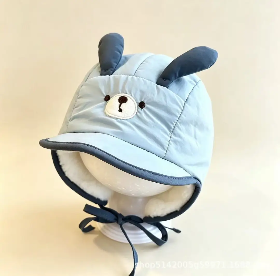 Korean-style new cartoon animal-themed baby hat, fleece-lined for warmth, with ear protection, soft brim, suitable for autumn and winter, children's hat — feature 12