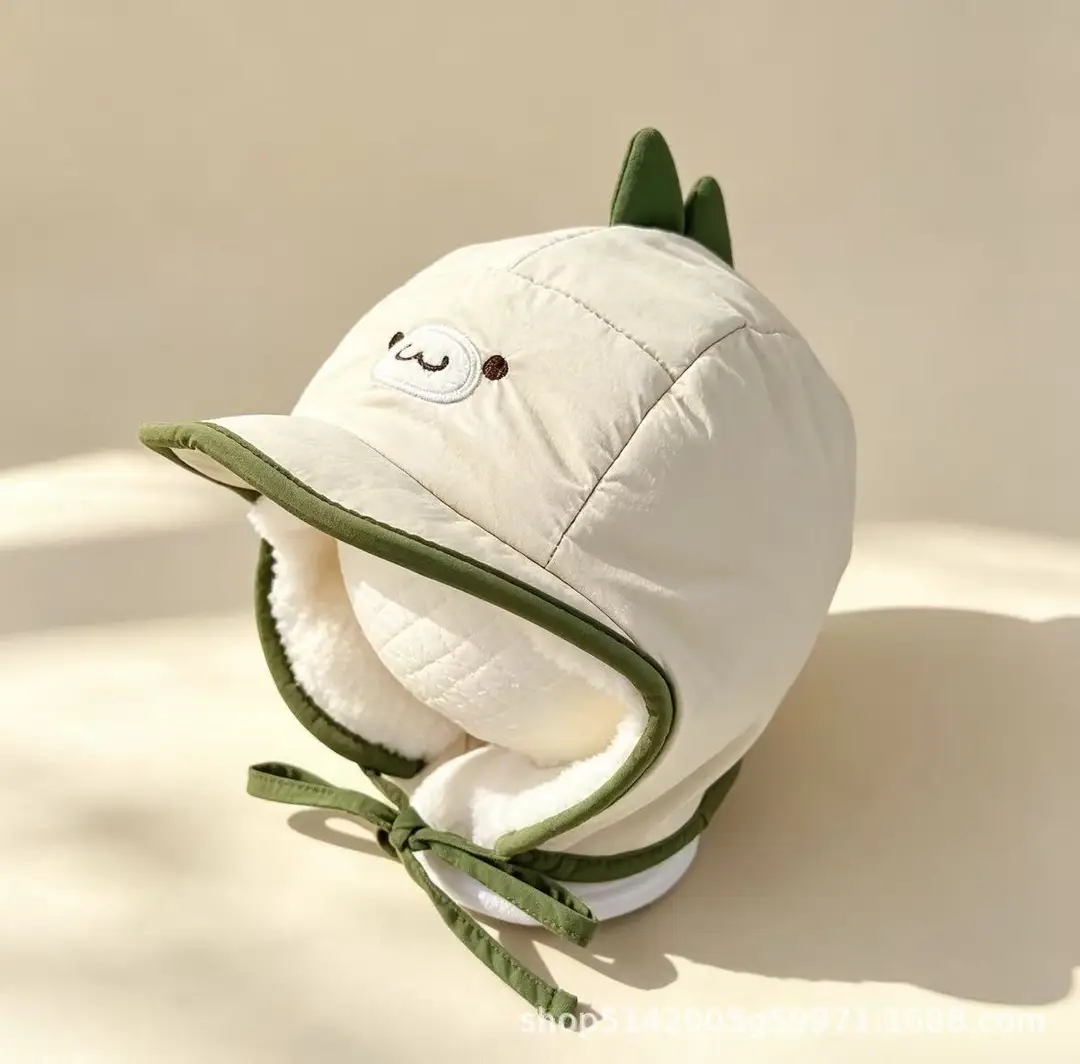 Korean-style new cartoon animal-themed baby hat, fleece-lined for warmth, with ear protection, soft brim, suitable for autumn and winter, children's hat — feature 13