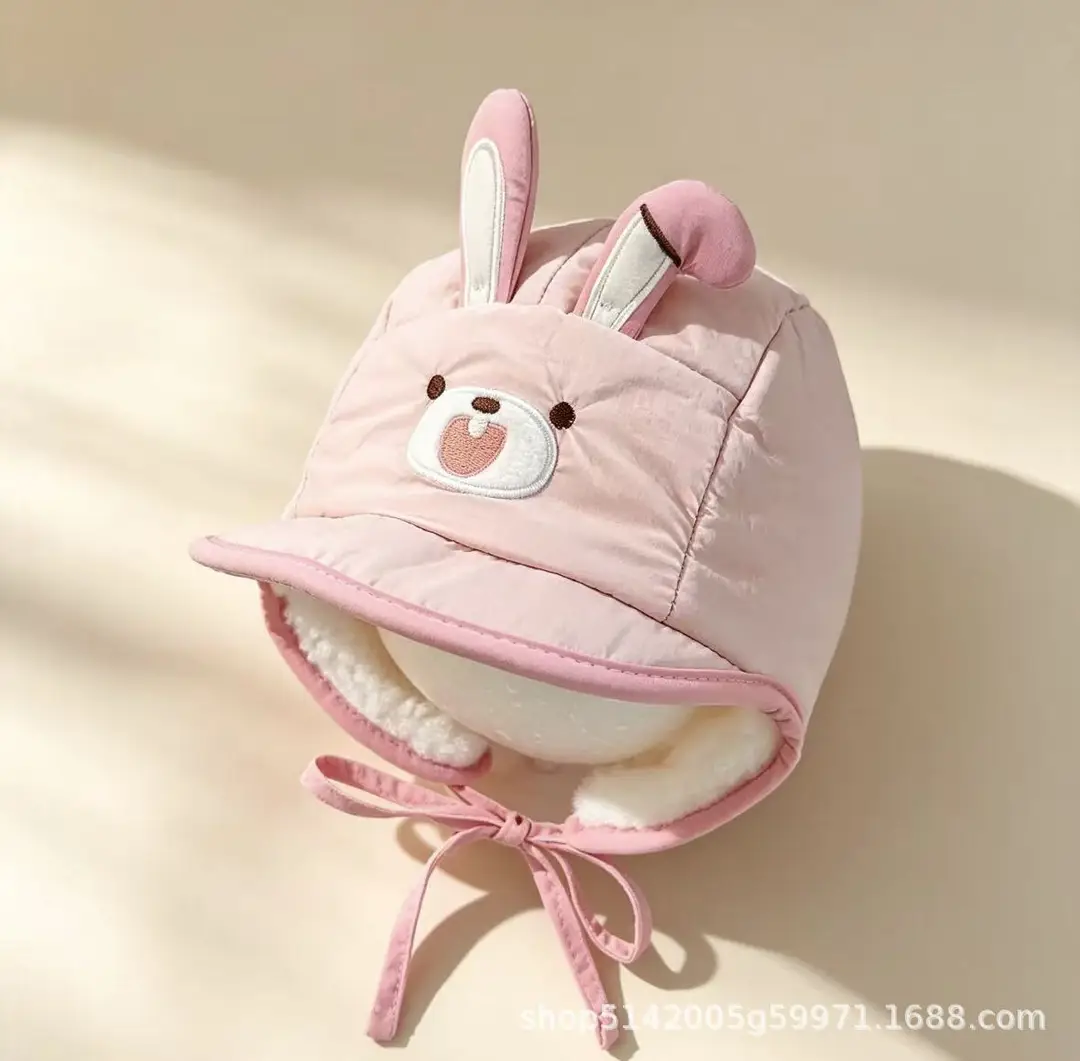 Korean-style new cartoon animal-themed baby hat, fleece-lined for warmth, with ear protection, soft brim, suitable for autumn and winter, children's hat — feature 14