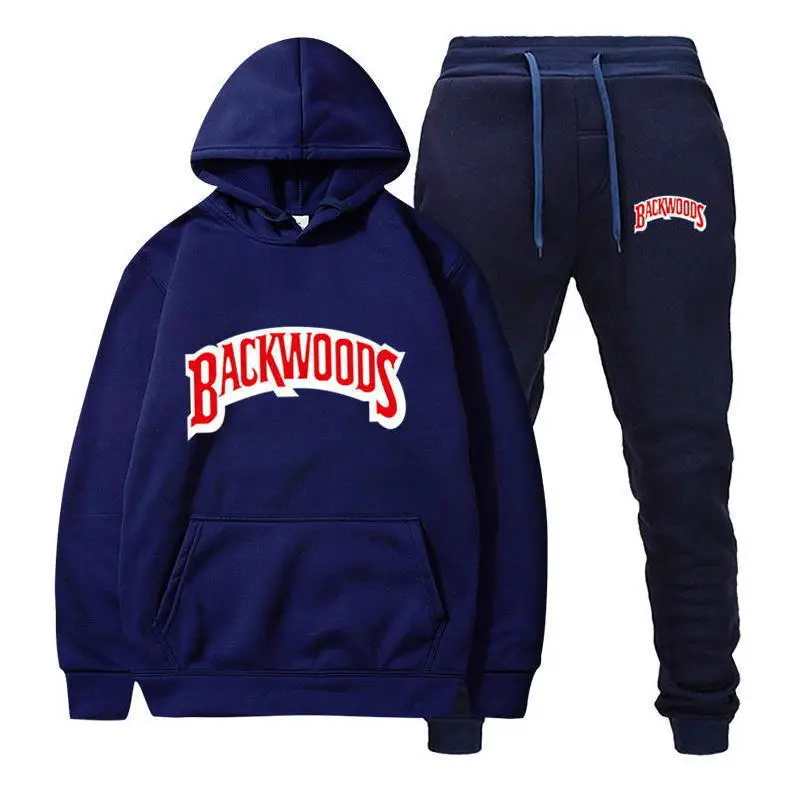 Cross-border Amazon Wish hooded sweatshirt set, printed Backwoods fleece tracksuit, autumn/winter sweatshirt, 2-piece set — feature 15