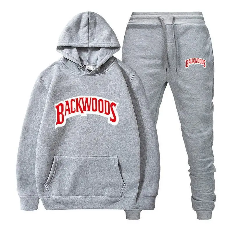 Cross-border Amazon Wish hooded sweatshirt set, printed Backwoods fleece tracksuit, autumn/winter sweatshirt, 2-piece set — feature 21