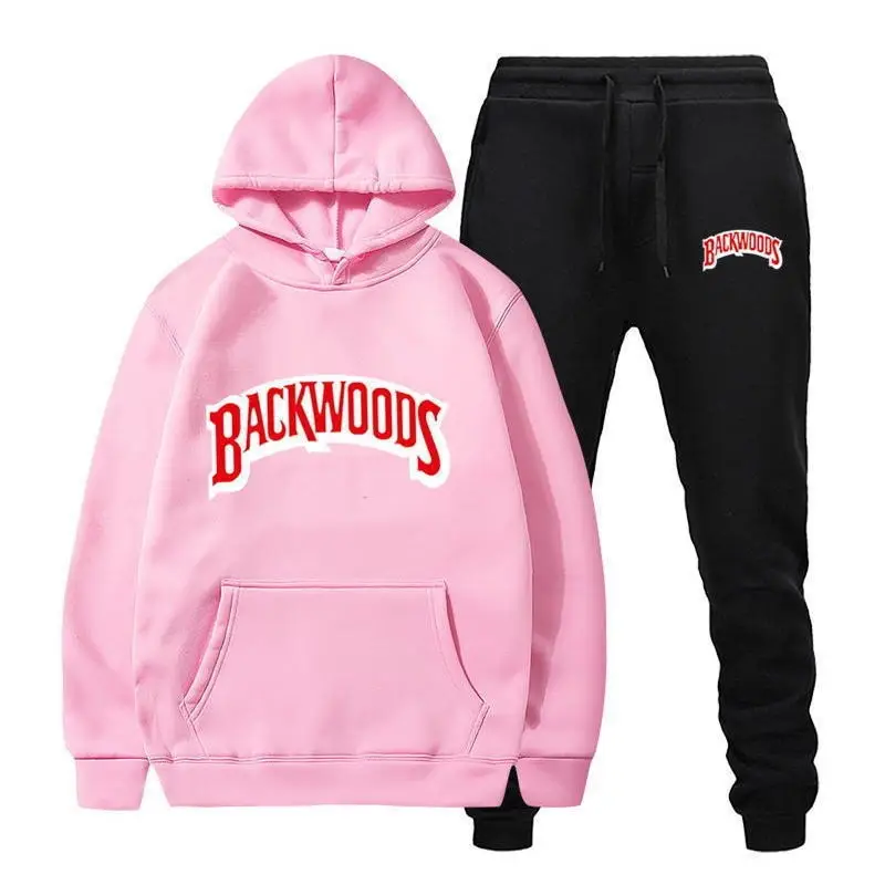Cross-border Amazon Wish hooded sweatshirt set, printed Backwoods fleece tracksuit, autumn/winter sweatshirt, 2-piece set — feature 8