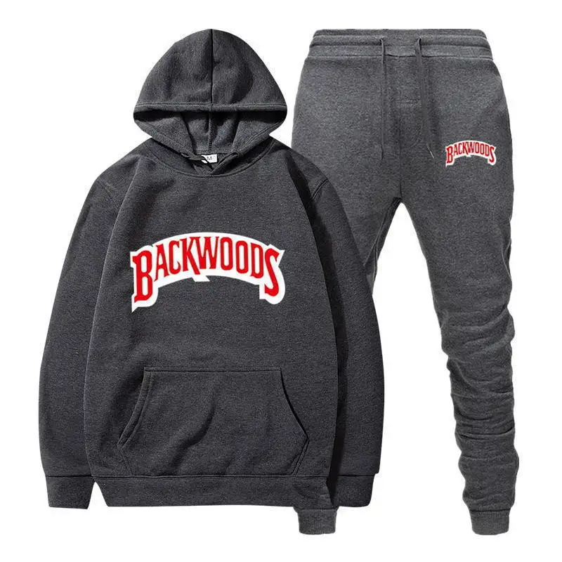 Cross-border Amazon Wish hooded sweatshirt set, printed Backwoods fleece tracksuit, autumn/winter sweatshirt, 2-piece set