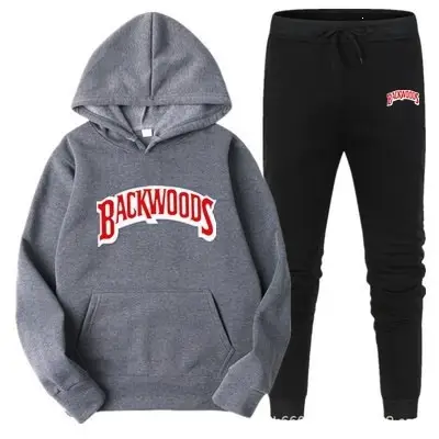 Cross-border Amazon Wish hooded sweatshirt set, printed Backwoods fleece tracksuit, autumn/winter sweatshirt, 2-piece set