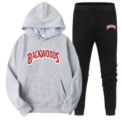 Cross-border Amazon Wish hooded sweatshirt set, printed Backwoods fleece tracksuit, autumn/winter sweatshirt, 2-piece set