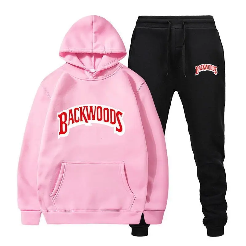 Cross-border Amazon Wish hooded sweatshirt set, printed Backwoods fleece tracksuit, autumn/winter sweatshirt, 2-piece set