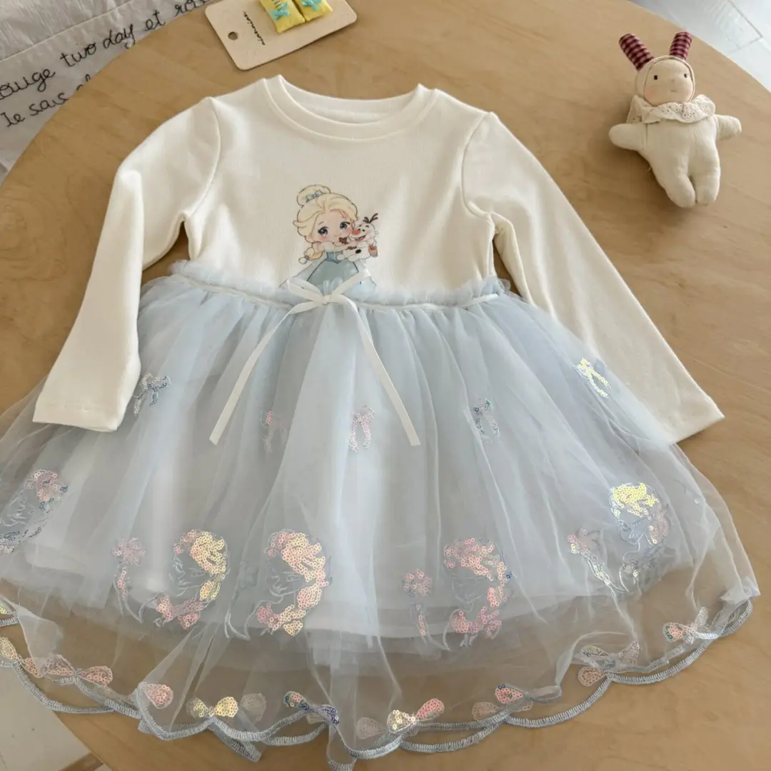 Ningli Girls' Elsa Princess Dress, New Autumn Collection, Spring/Autumn Dress for Babies and Little Girls, Autumn Elsa Dress