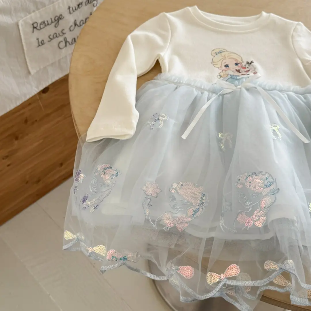 Ningli Girls' Elsa Princess Dress, New Autumn Collection, Spring/Autumn Dress for Babies and Little Girls, Autumn Elsa Dress