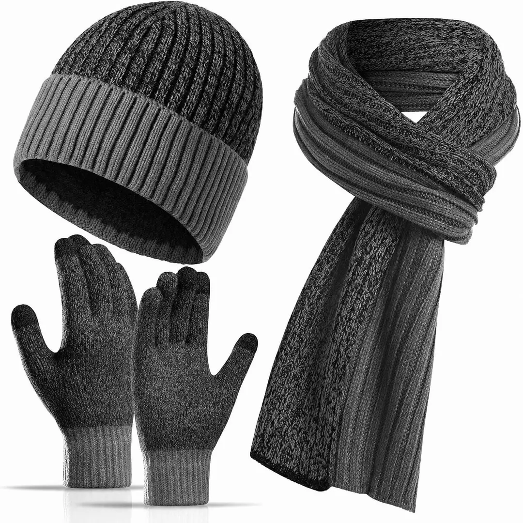 Amazon cross-border alpaca wool hat, scarf, and gloves set, touchscreen compatible, cold-resistant, windproof, and warm, available for wholesale and in stock
