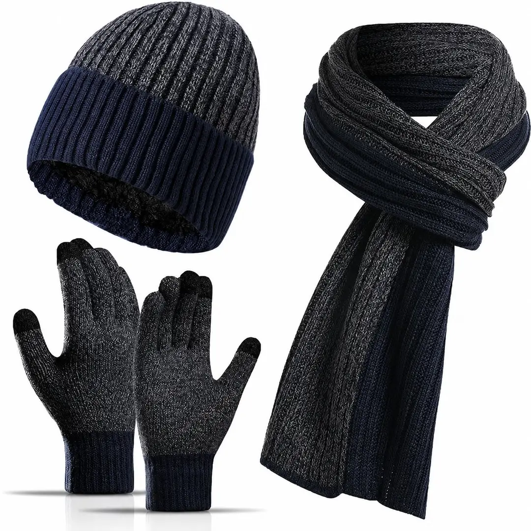 Amazon cross-border alpaca wool hat, scarf, and gloves set, touchscreen compatible, cold-resistant, windproof, and warm, available for wholesale and in stock — feature 13
