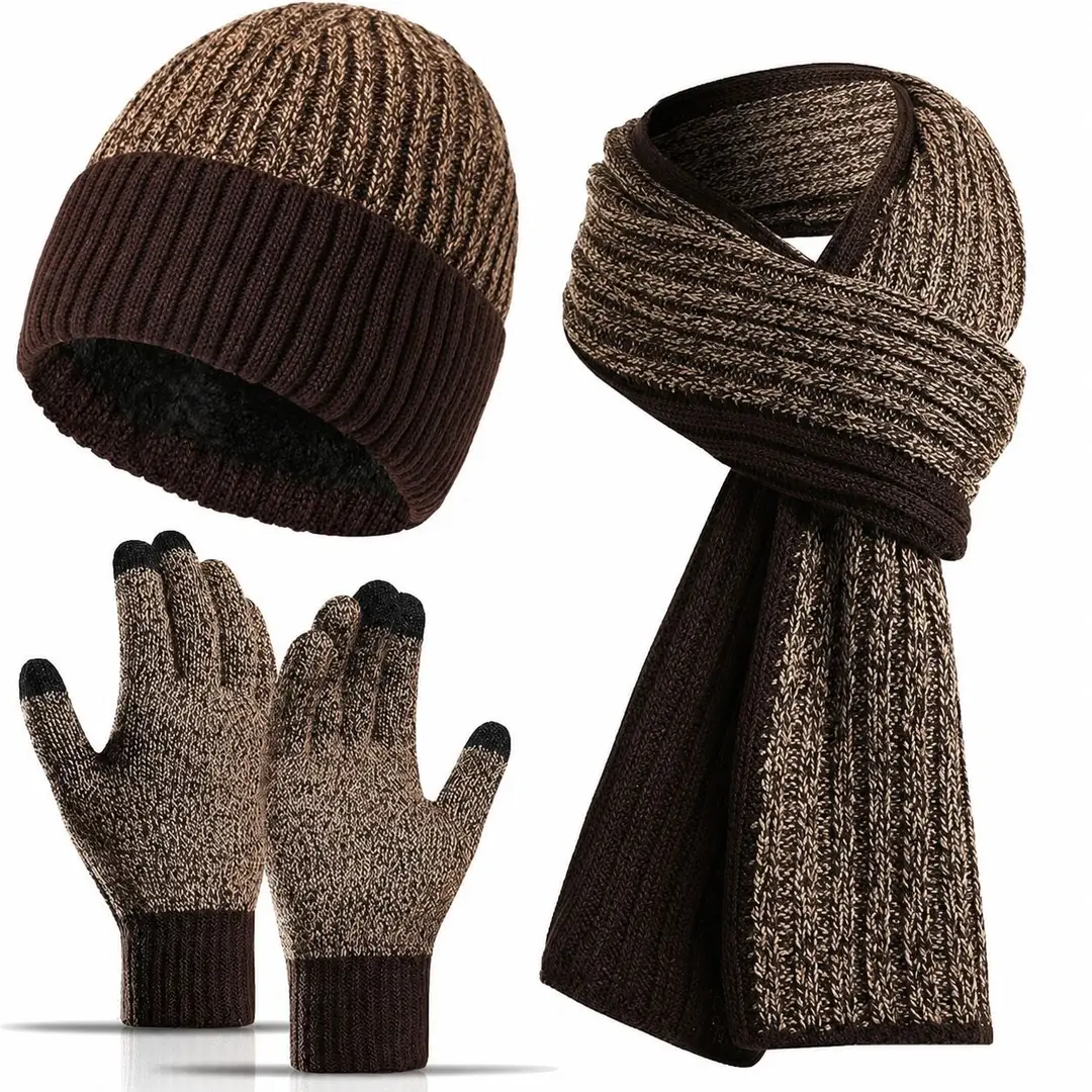 Amazon cross-border alpaca wool hat, scarf, and gloves set, touchscreen compatible, cold-resistant, windproof, and warm, available for wholesale and in stock — feature 15