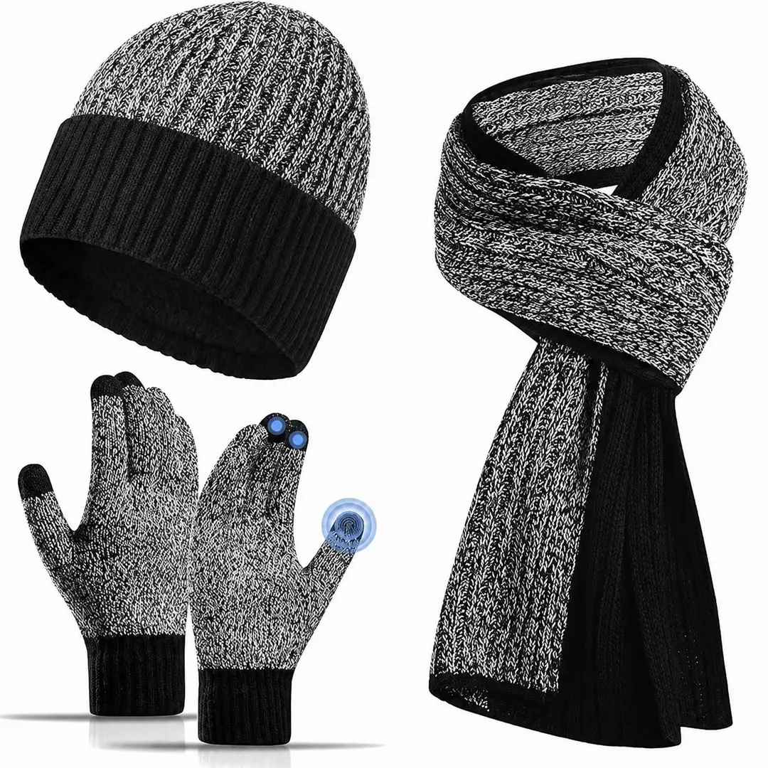 Amazon cross-border alpaca wool hat, scarf, and gloves set, touchscreen compatible, cold-resistant, windproof, and warm, available for wholesale and in stock — feature 16