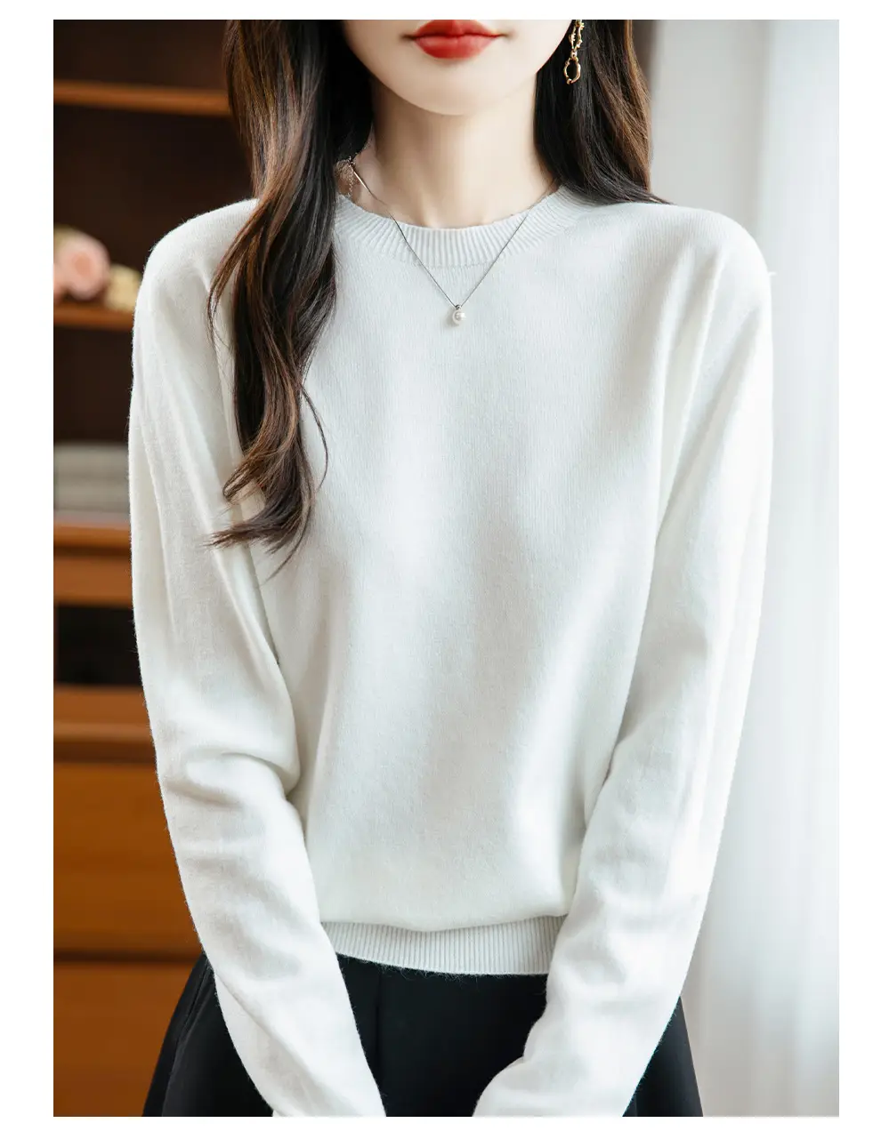 Autumn and winter Andy velvet round neck knit sweater for women, first-line ready-to-wear, solid color seamless pullover long-sleeve sweater, suitable as a base layer — feature 11