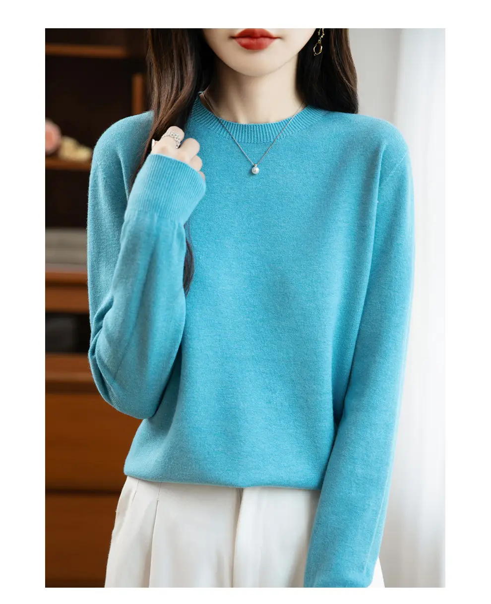 Autumn and winter Andy velvet round neck knit sweater for women, first-line ready-to-wear, solid color seamless pullover long-sleeve sweater, suitable as a base layer — feature 26